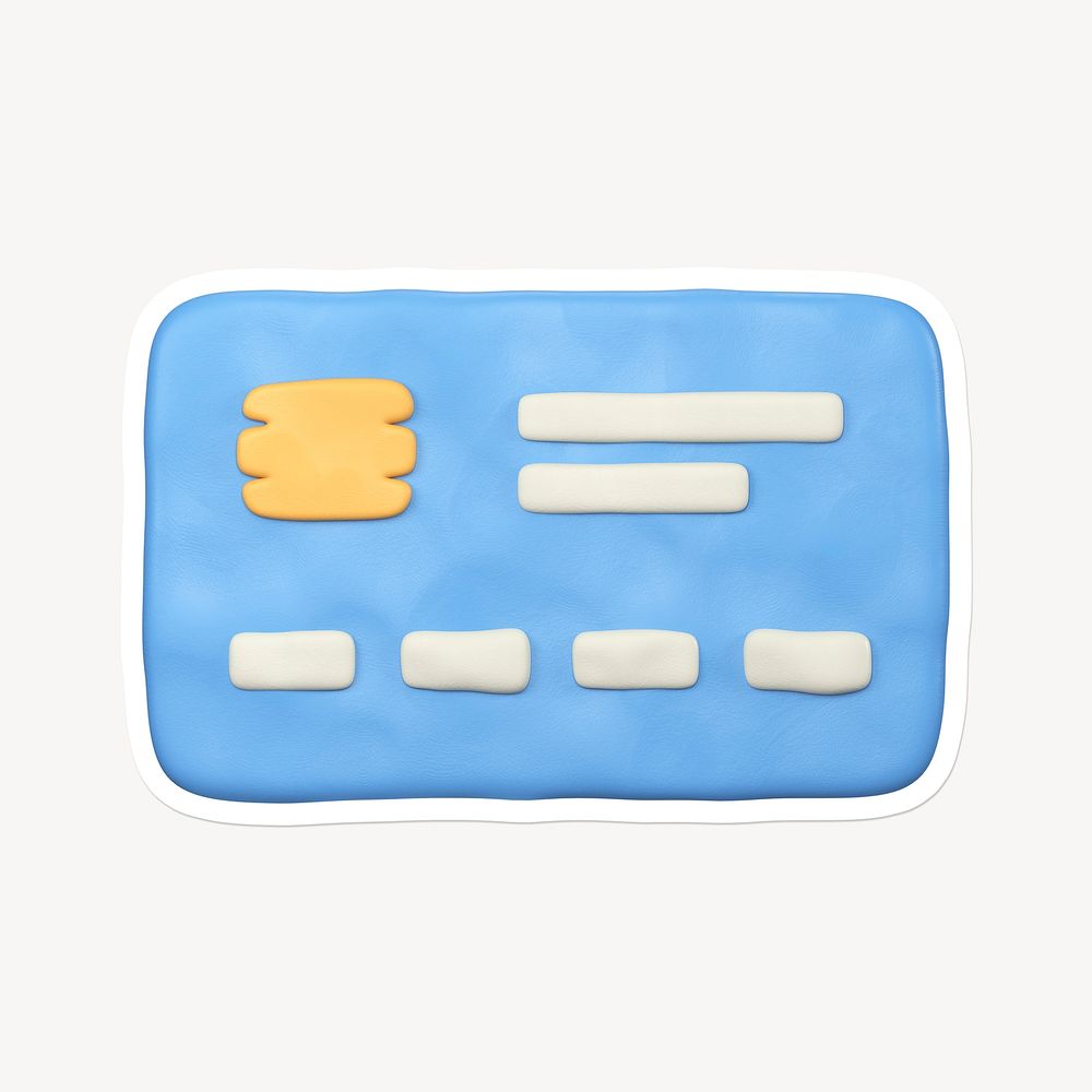 Credit card, 3D clay texture with white border