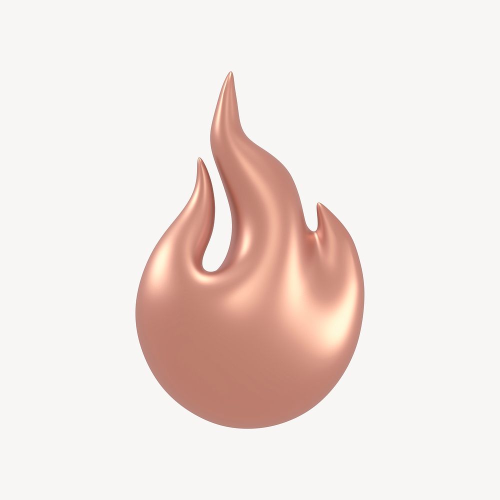 Flame icon, 3D rose gold design psd