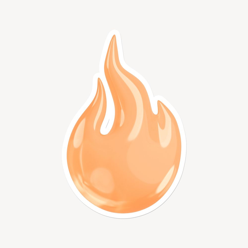 Orange flame, 3D white border design
