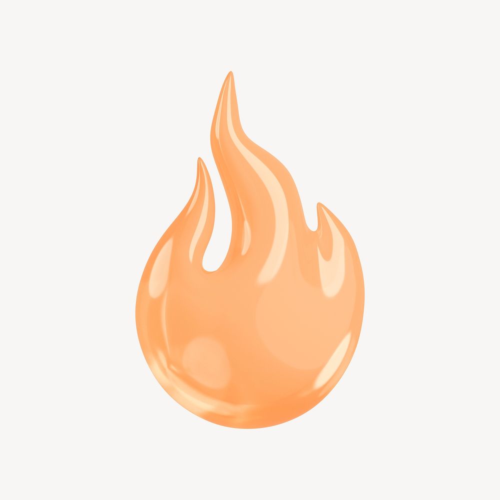 Flame icon, 3D transparent design psd