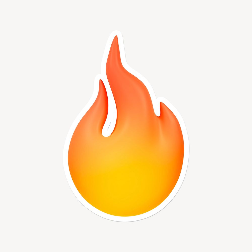 Fire flame, 3D gradient design with white border