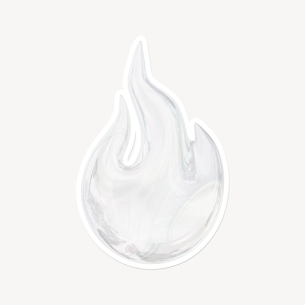 White flame, 3D glass, white border design