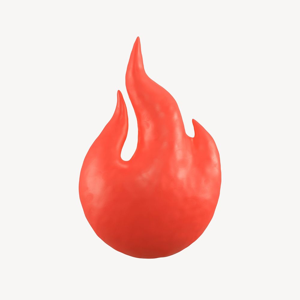 Flame icon, 3D clay texture design psd