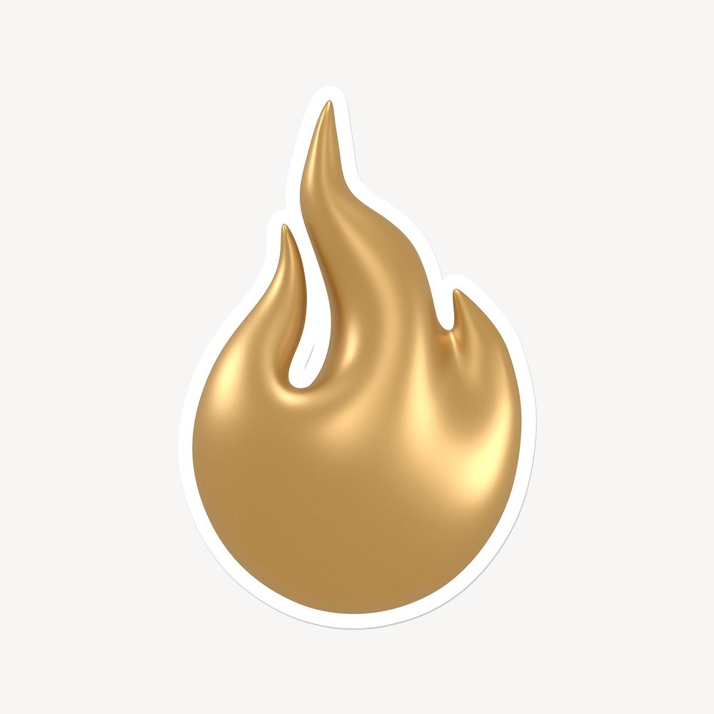 Gold flame, 3D white border design