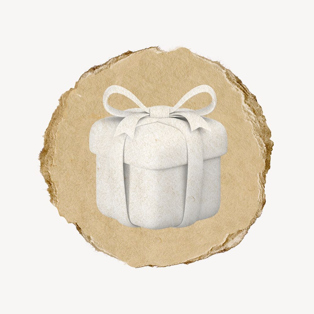 Gift box, 3D ripped paper psd
