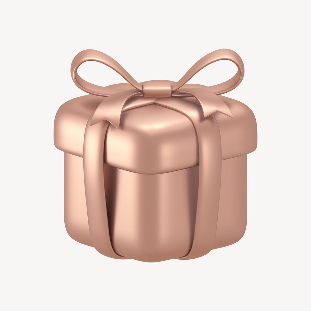 Gift, reward icon, 3D rose gold design