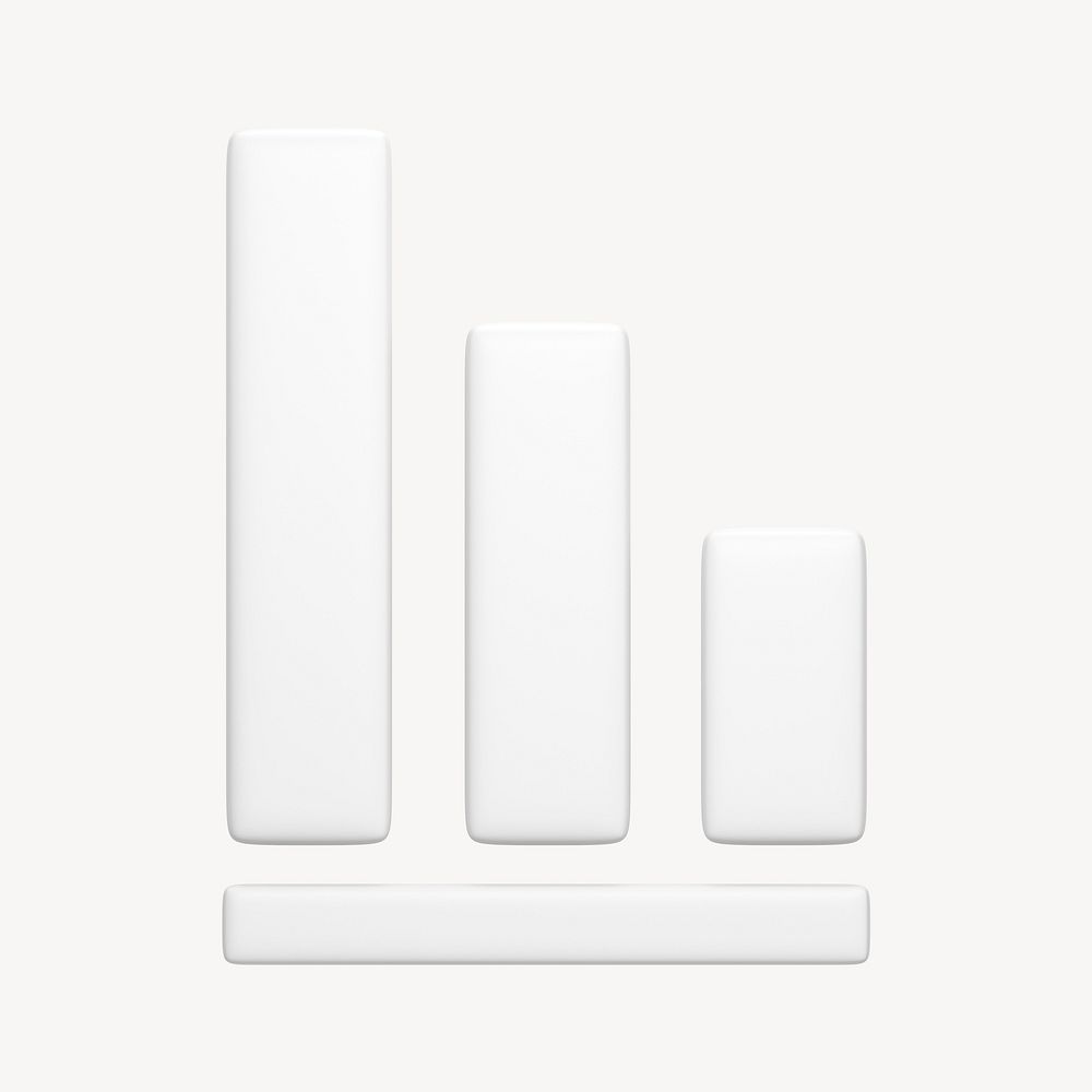 Bar charts icon, 3D minimal illustration
