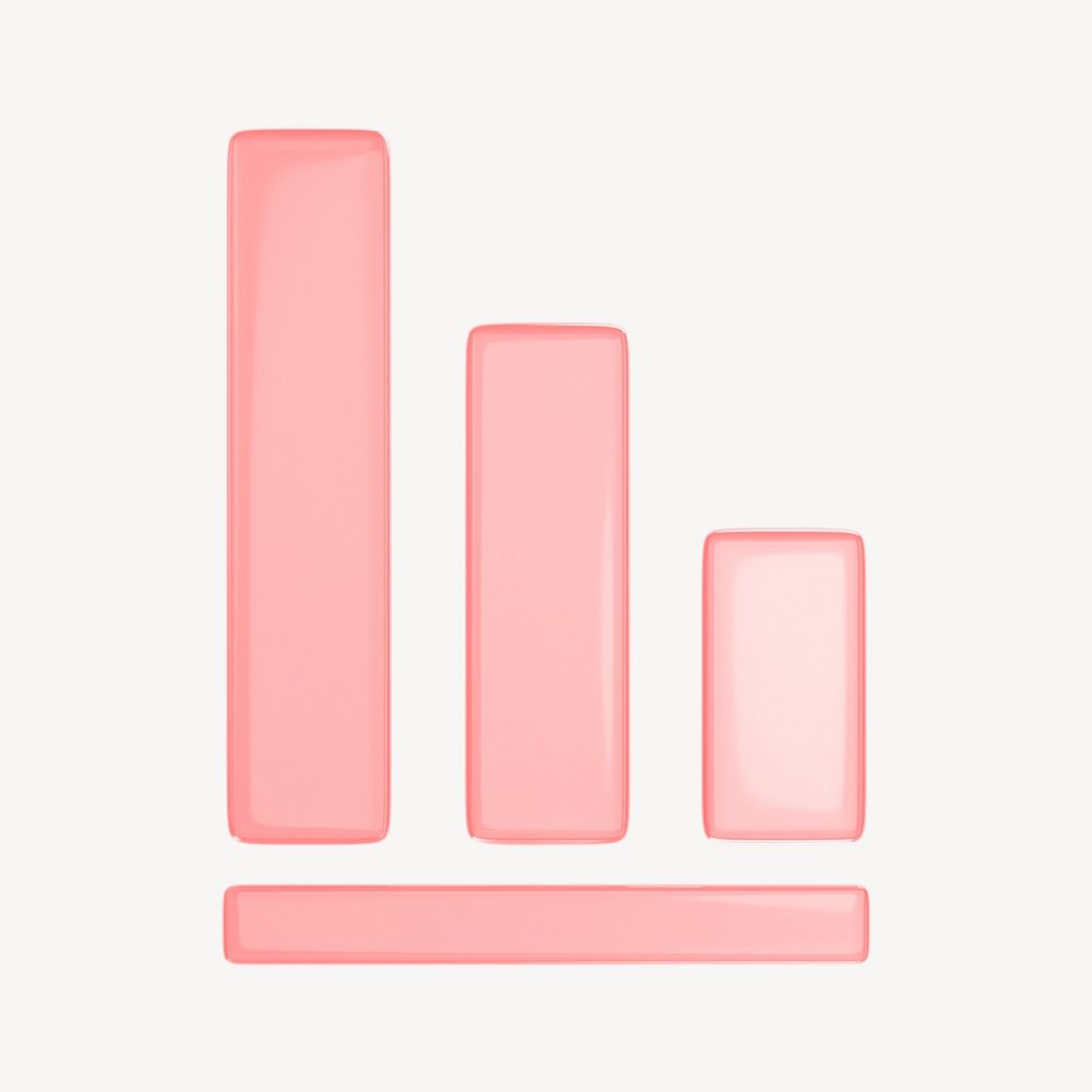 Bar charts icon, 3D transparent design