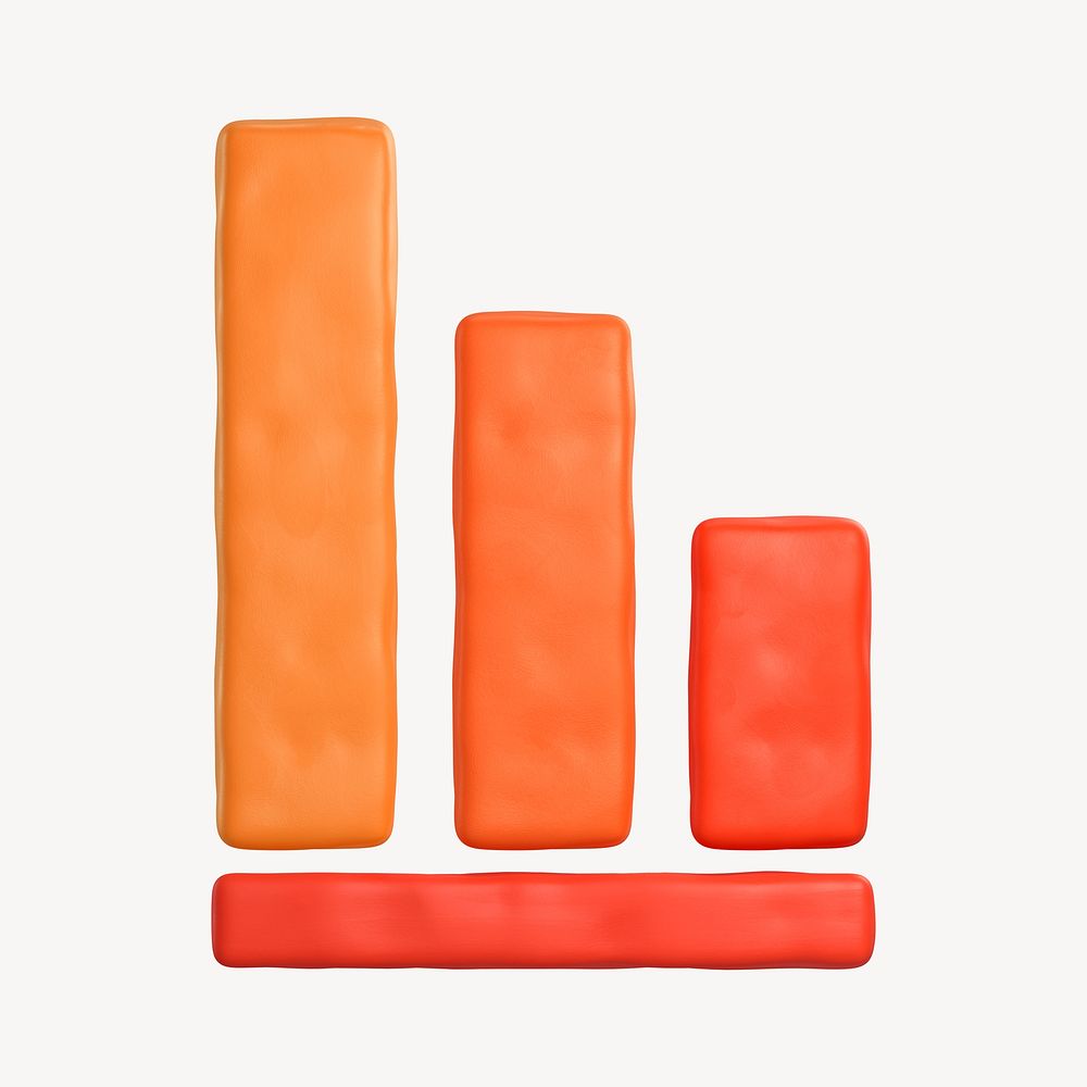 Bar charts icon, 3D clay texture design
