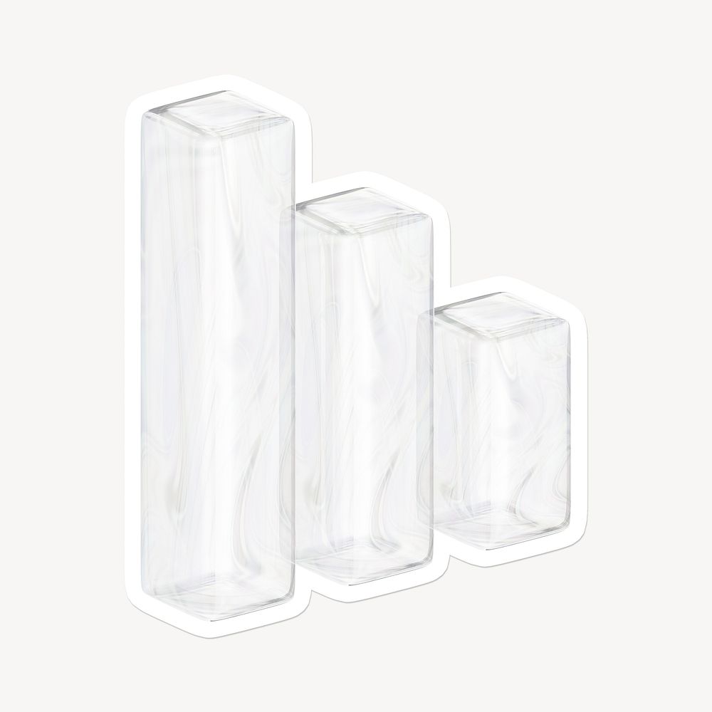 Bar charts, 3D glass, white border design