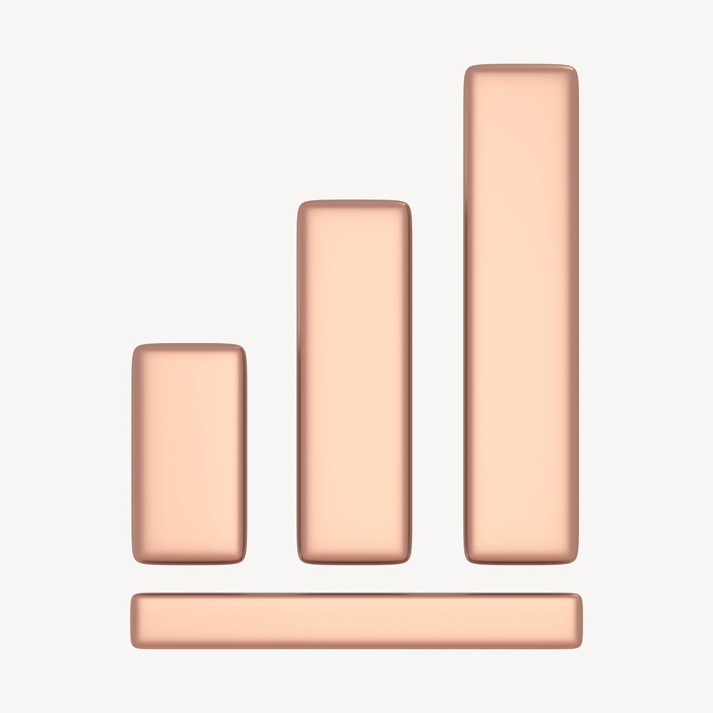 Bar charts icon, 3D rose gold design