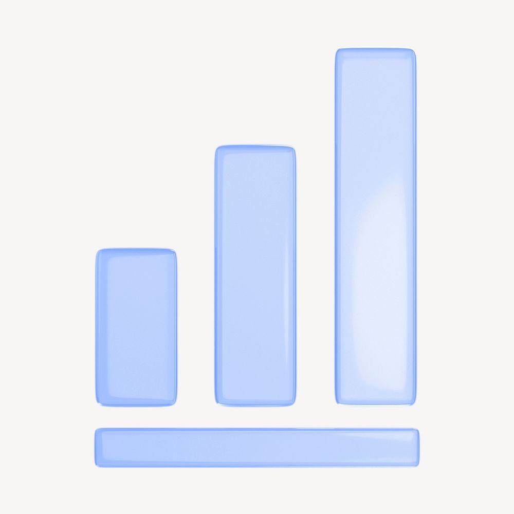 Bar charts icon, 3D transparent design