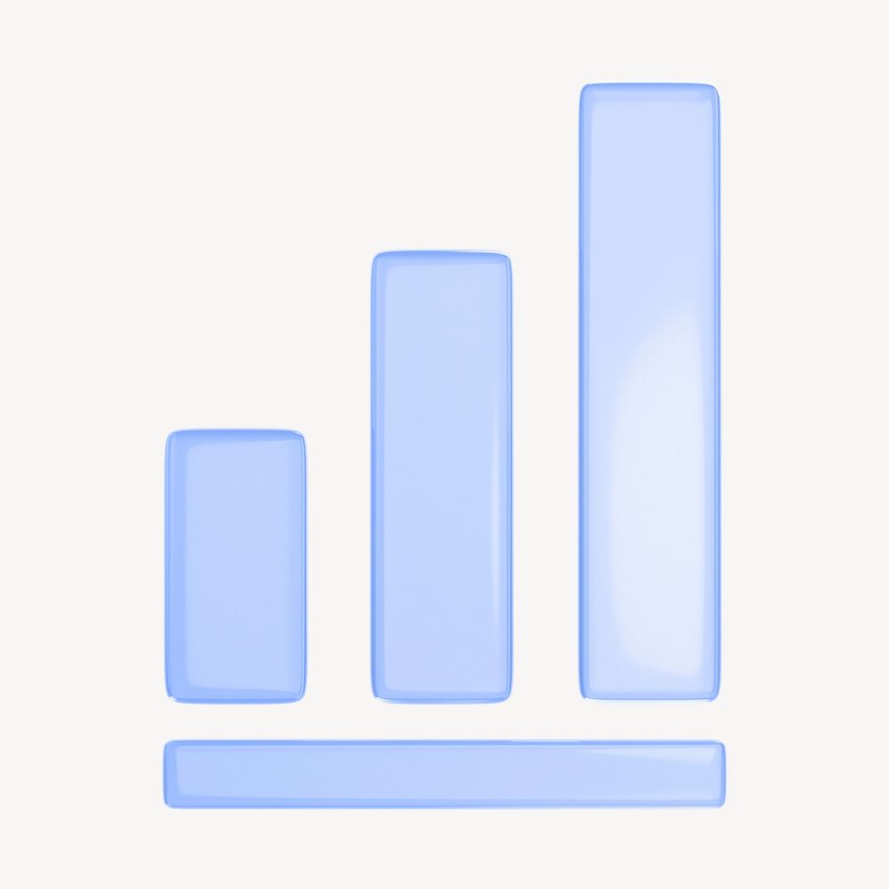 Bar charts icon, 3D transparent design psd