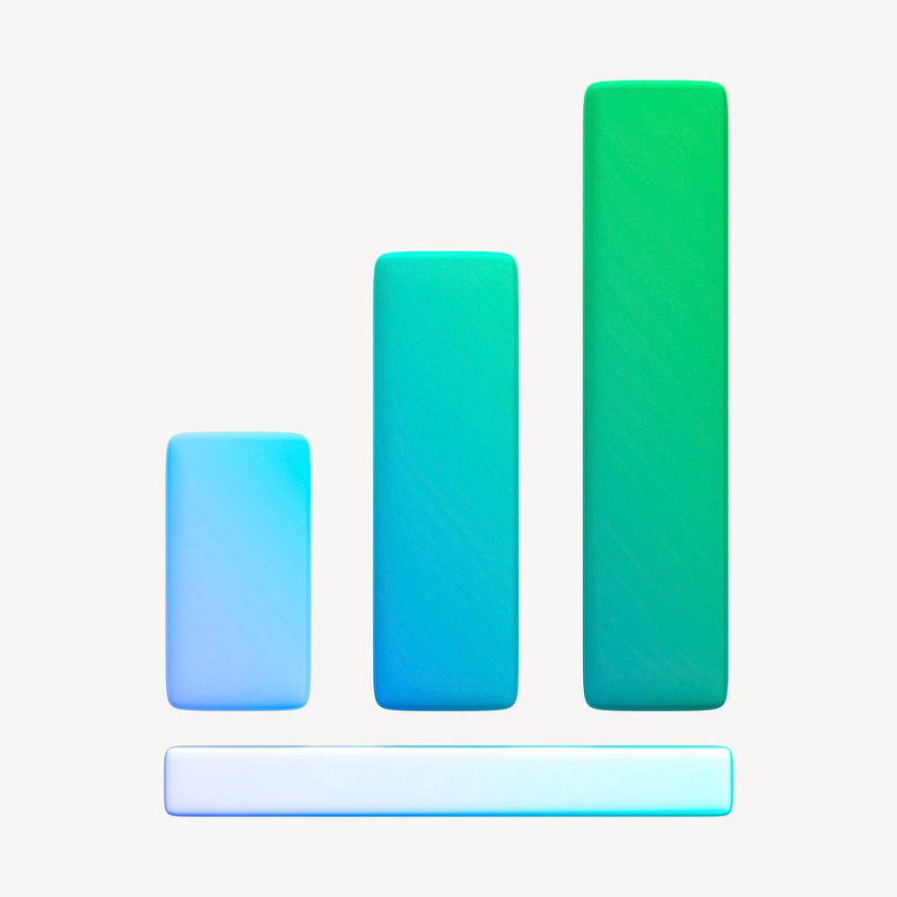 Bar charts icon, 3D gradient design psd