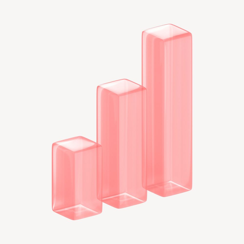 Bar charts icon, 3D transparent design psd