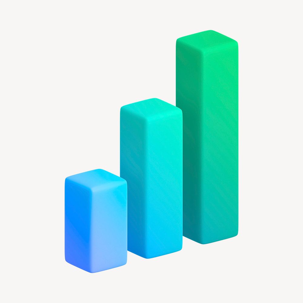 Bar charts icon, 3D gradient design