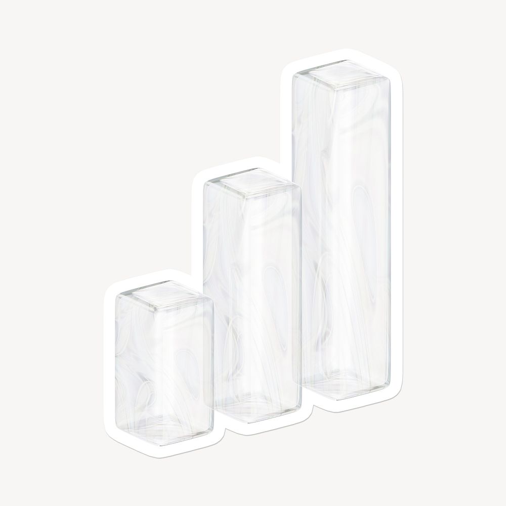 Bar charts, 3D glass, white border design