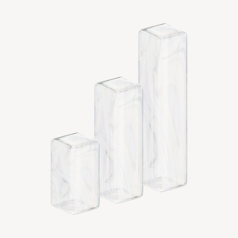 Bar charts icon, 3D crystal glass
