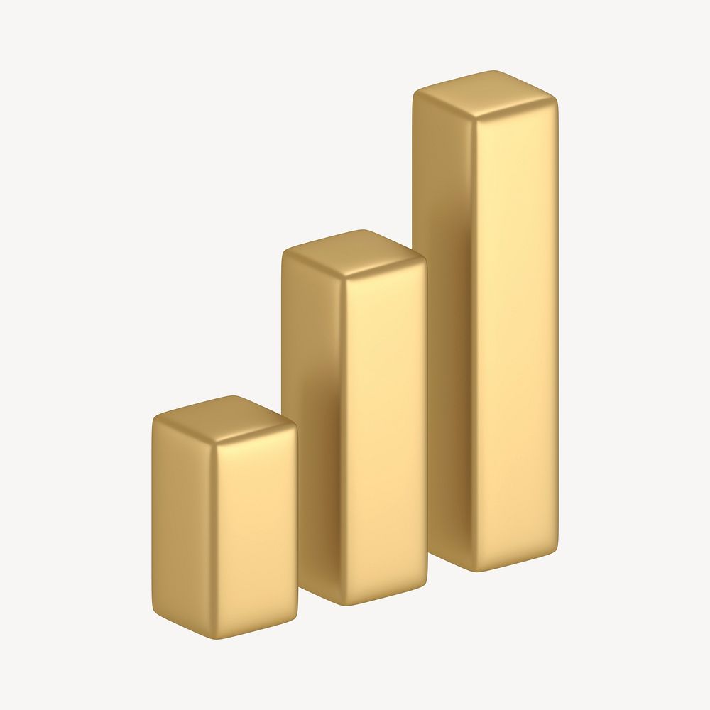 Bar charts icon, 3D gold | Free Icons Illustration - rawpixel