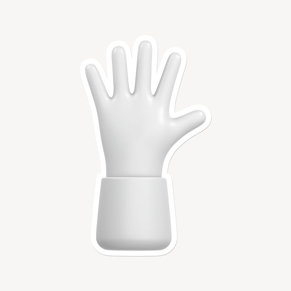 White hand, white 3D graphic with border