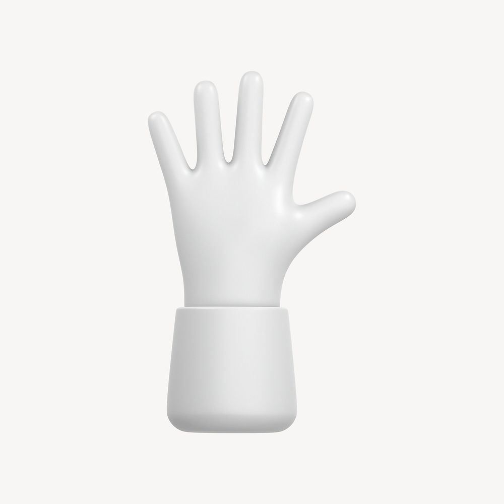 White hand icon, 3D minimal illustration