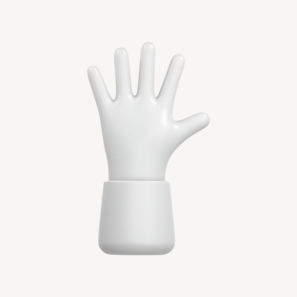 White hand icon, 3D minimal illustration psd