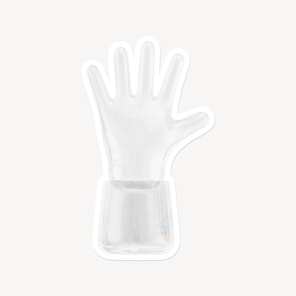 Hand, palm, 3D glass, white border design