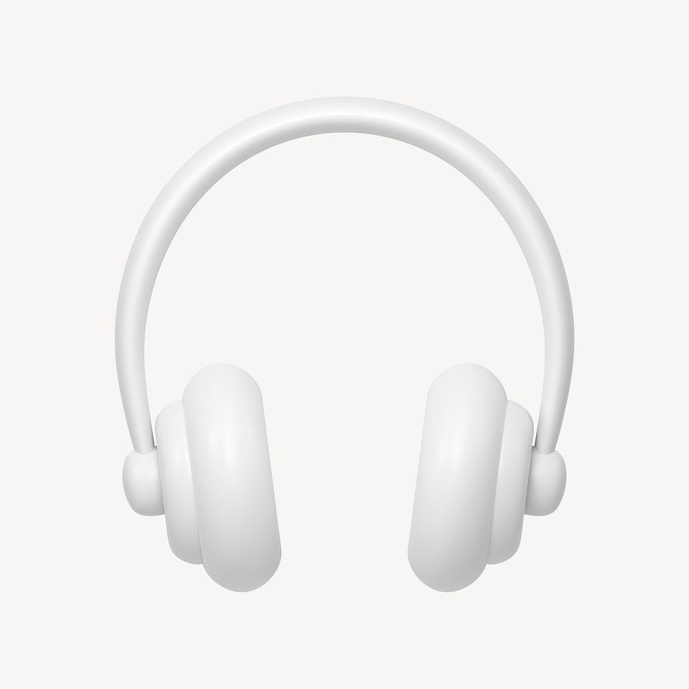 Headphones, music icon, 3D minimal illustration psd