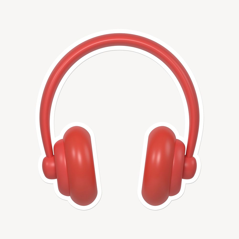 Red headphones, 3D white border design