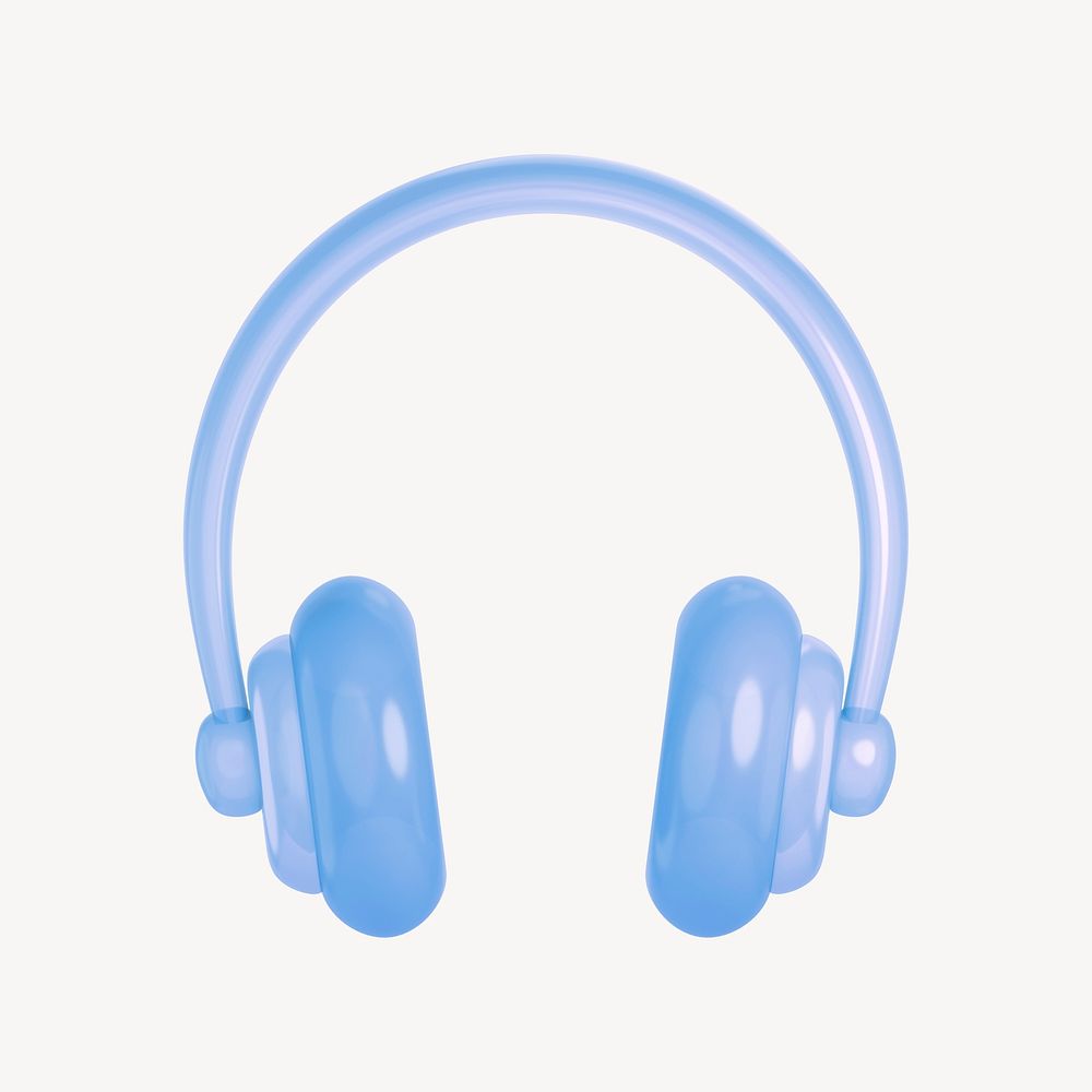 Headphones, music icon, 3D transparent design psd