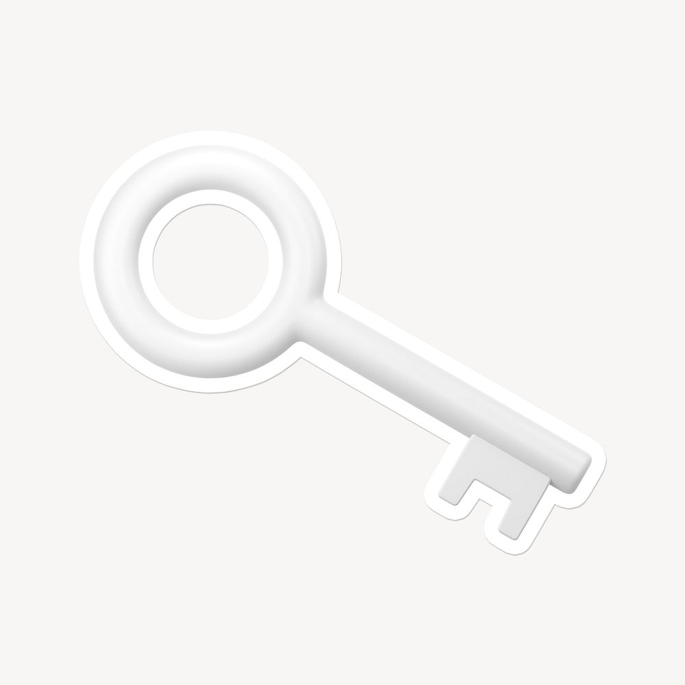 White key, white 3D graphic with border