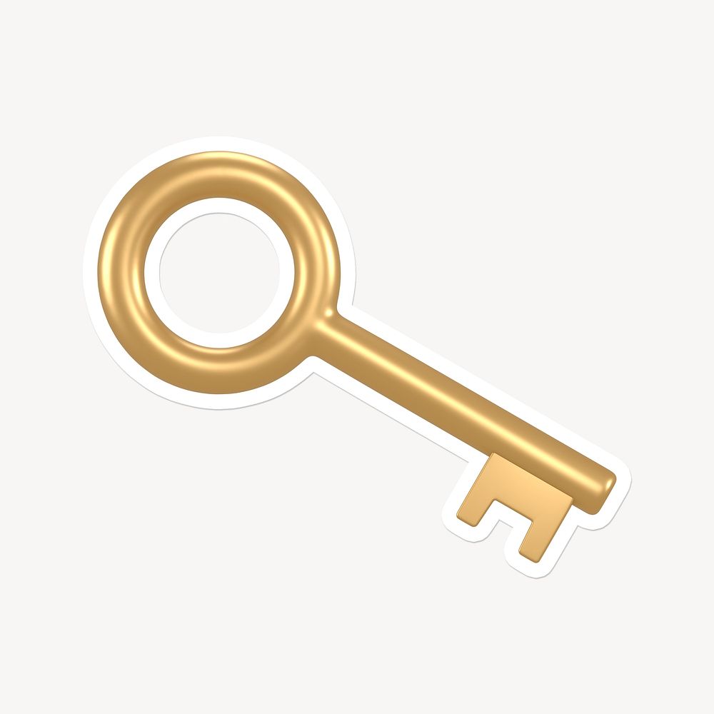 Gold key, 3D white border design
