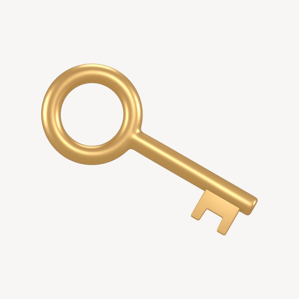 Key icon, 3D gold design psd