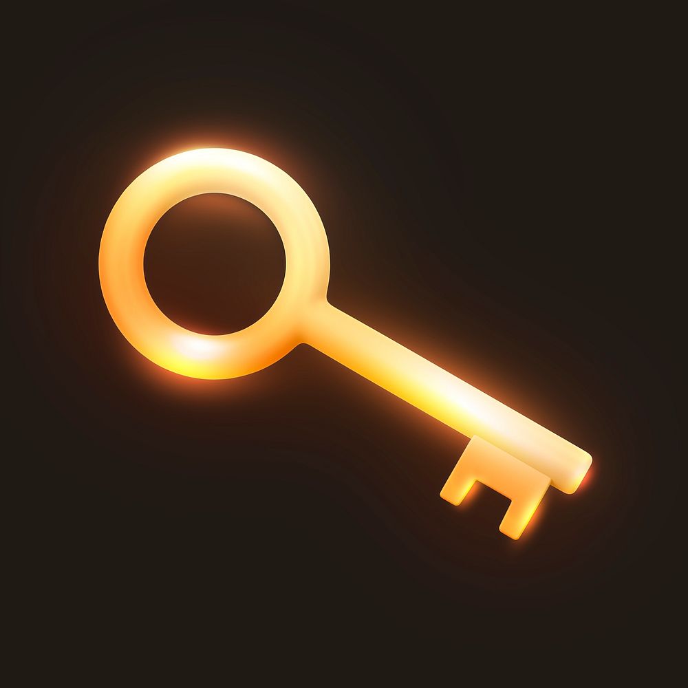 Key icon, 3D neon glow