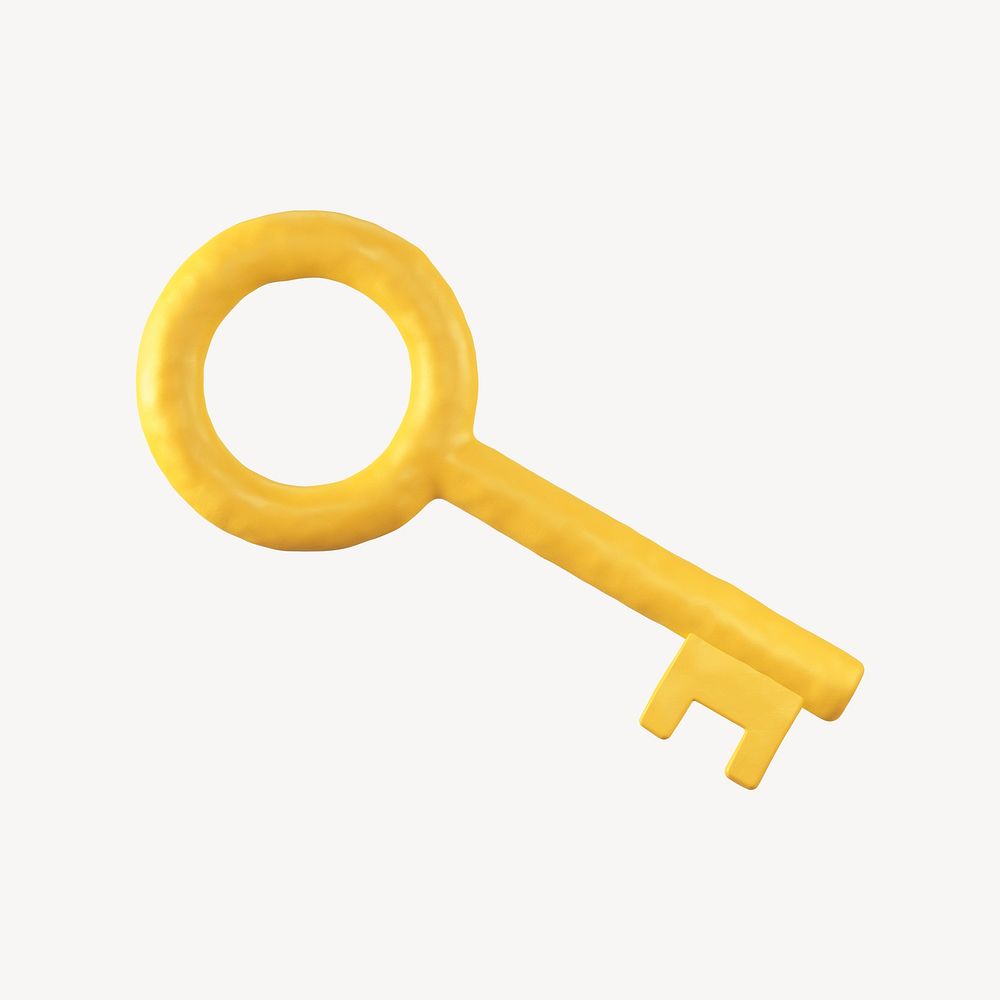 Key icon, 3D clay texture design psd