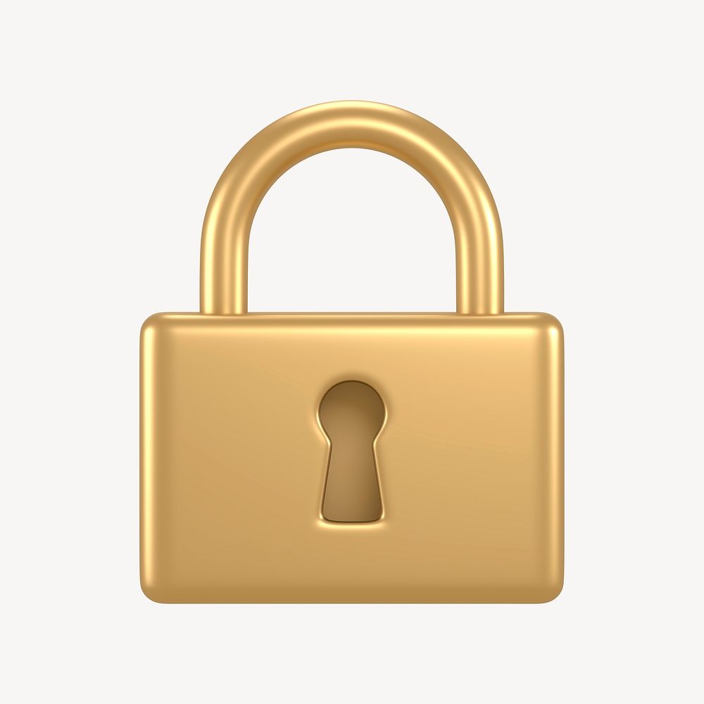 Lock icon, 3D gold design psd