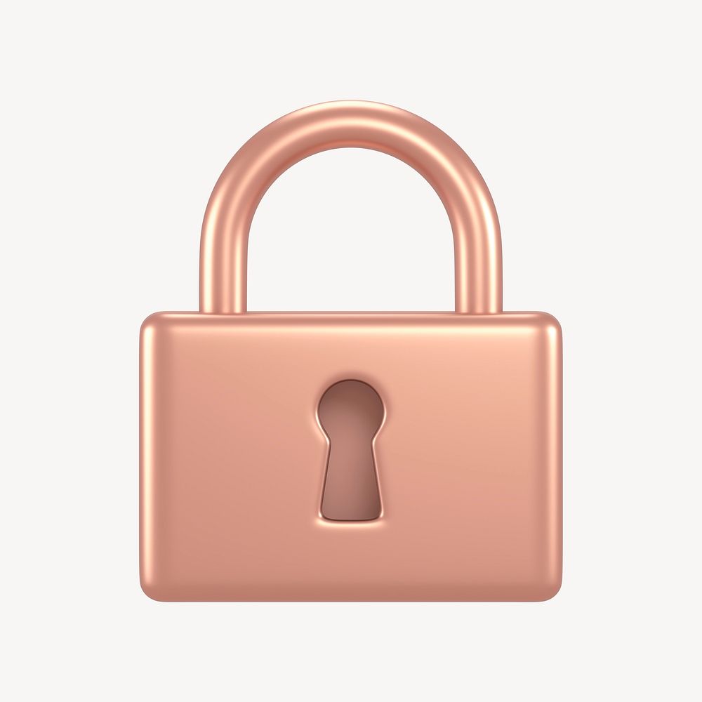 Lock icon, 3D rose gold design psd