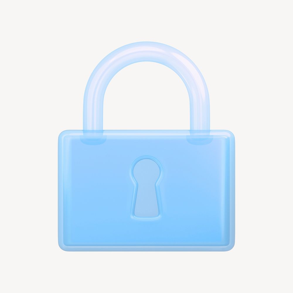 Lock icon, 3D transparent design psd