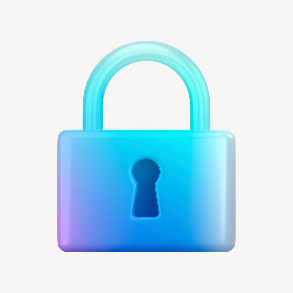 Lock icon, 3D gradient design psd