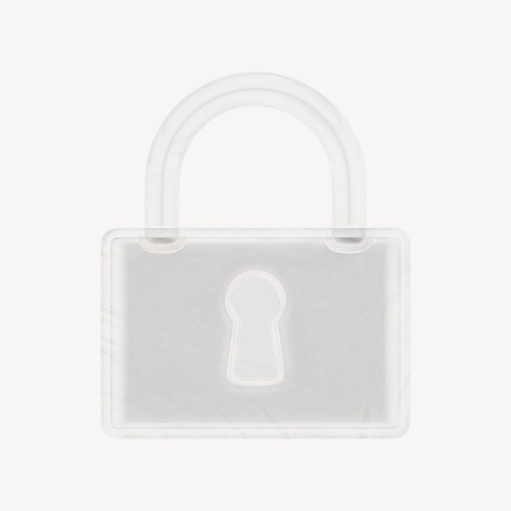 Lock icon, 3D crystal glass psd