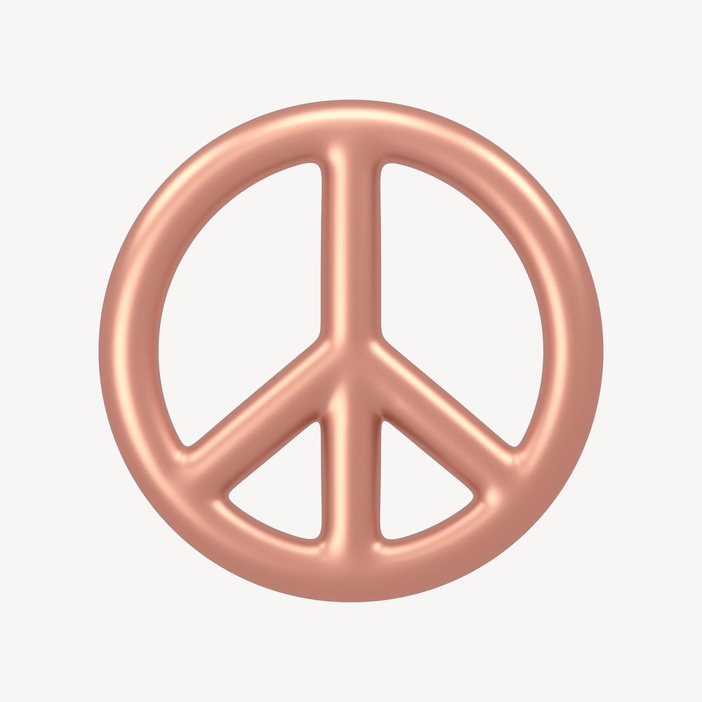 Peace icon, 3D rose gold design
