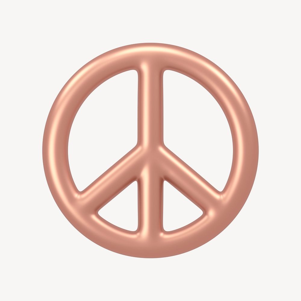 Peace icon, 3D rose gold design psd