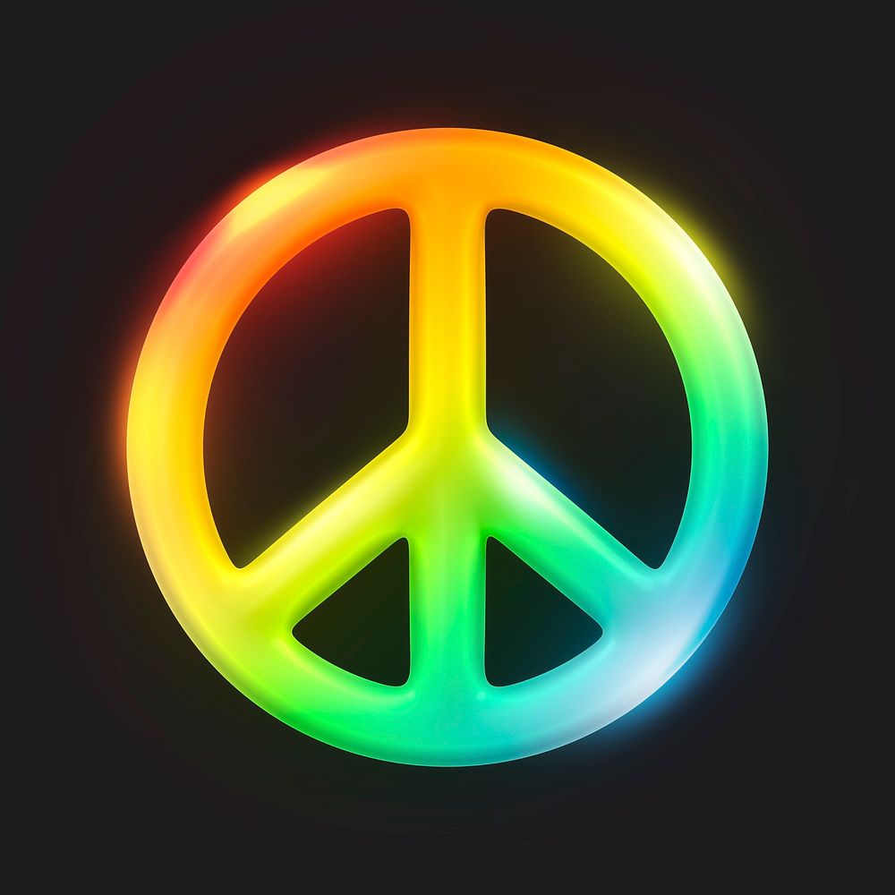 Peace icon, 3D neon glow