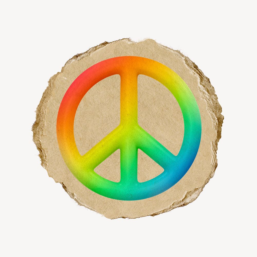 Peace symbol, 3D ripped paper psd