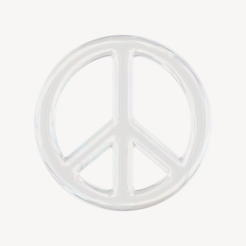 Peace icon, 3D crystal glass psd