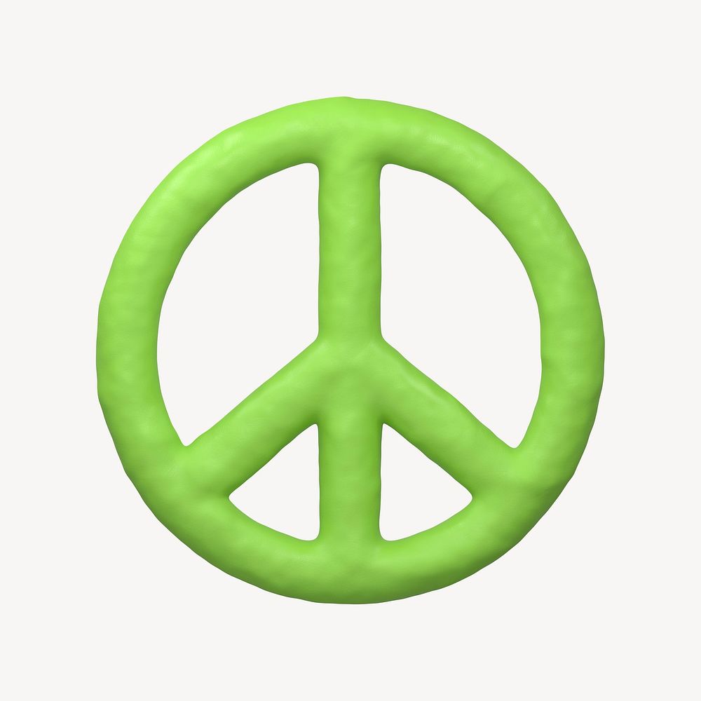 Peace icon, 3D clay texture design psd