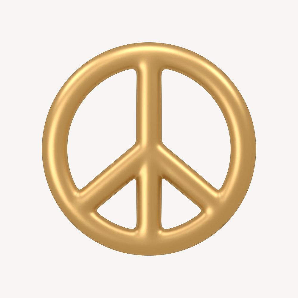 Peace icon, 3D gold design psd