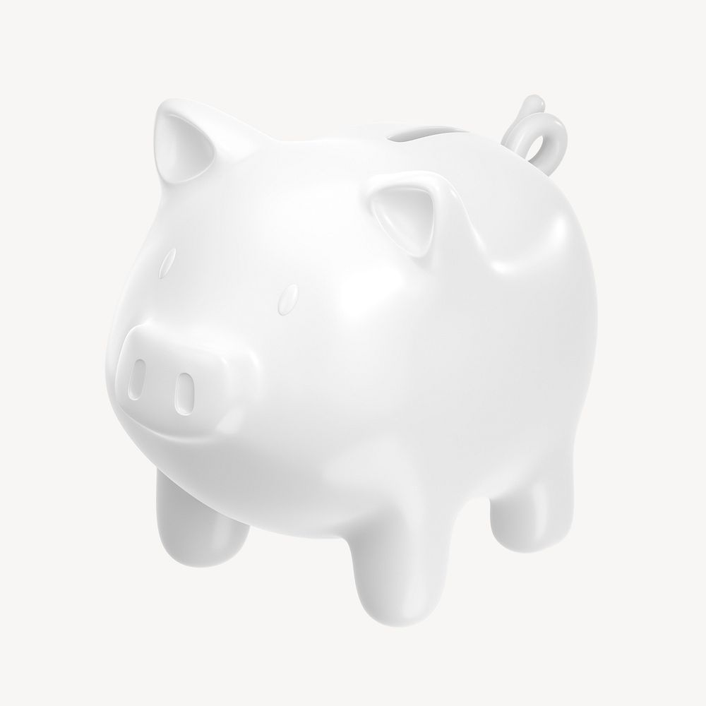 Piggy bank icon, 3D minimal illustration