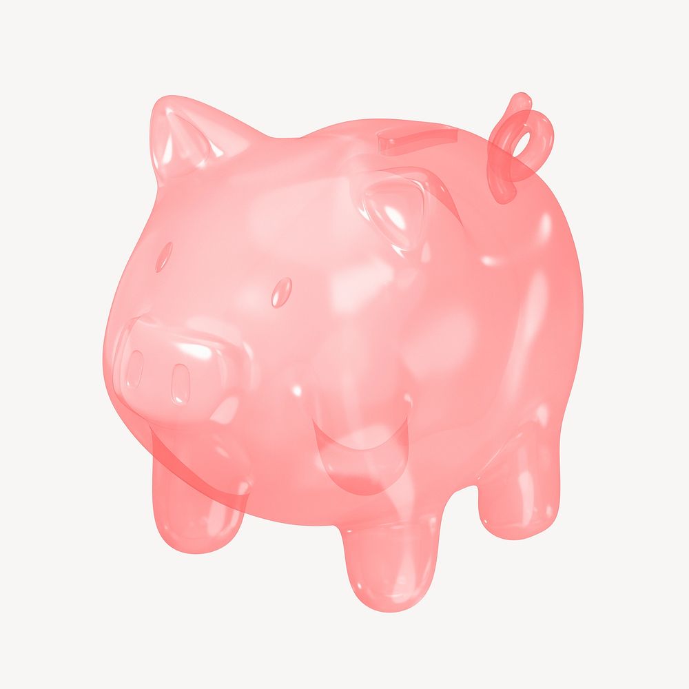 Piggy bank icon, 3D transparent design psd