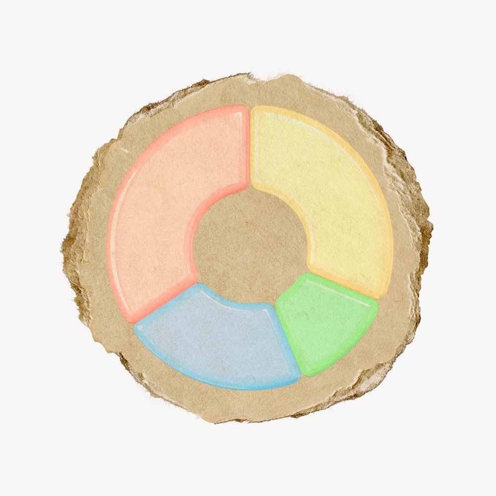 Pie chart, 3D ripped paper psd
